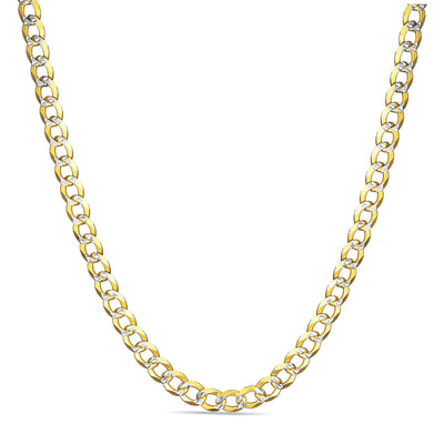 Gold over Sterling Silver Two Tone Diamond Cut Cuban Chains