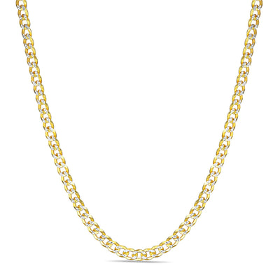 Gold over Sterling Silver Two Tone Diamond Cut Cuban Chains