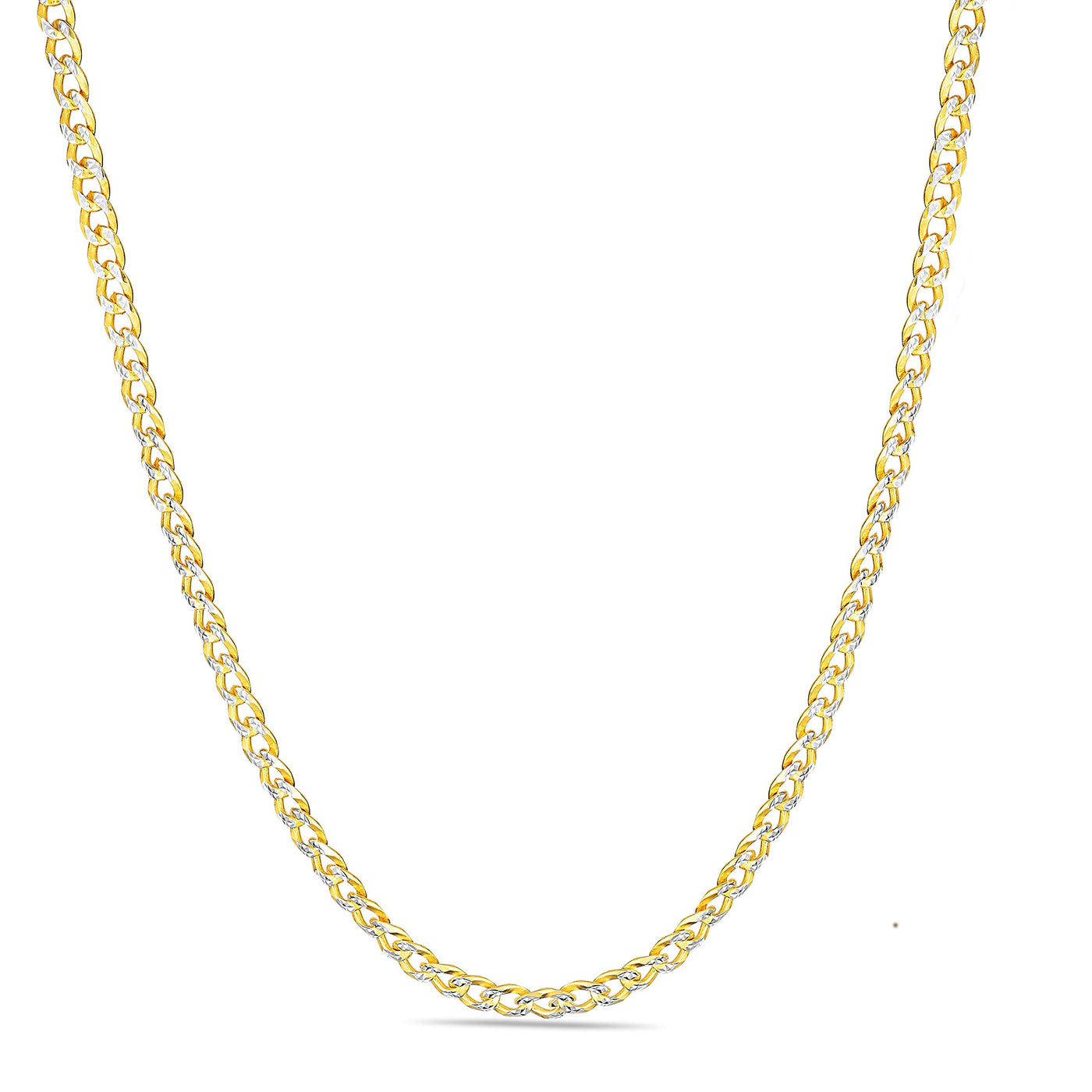 Gold over Sterling Silver Two Tone Diamond Cut Cuban Chains