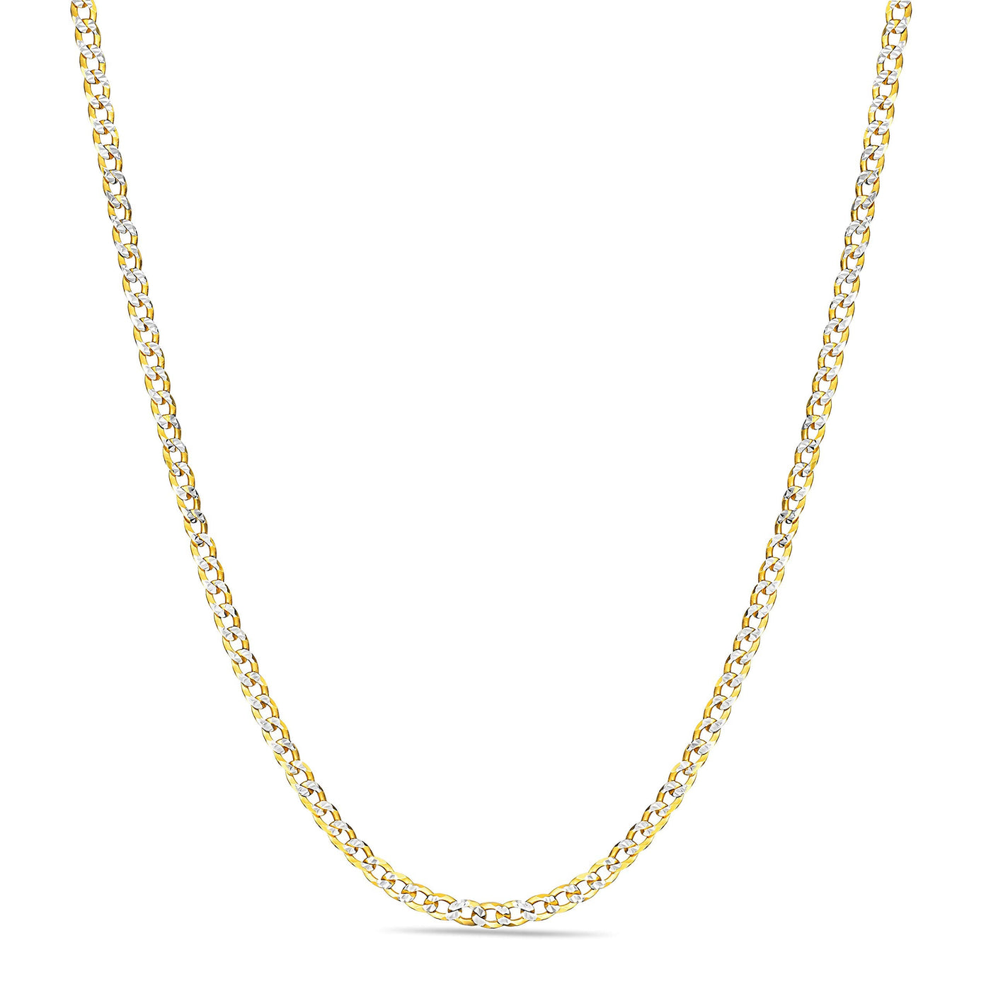 Gold over Sterling Silver Two Tone Diamond Cut Cuban Chains