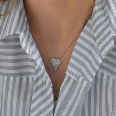 Silver Diamond Heart Necklace