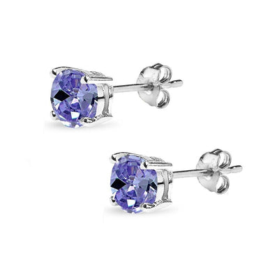 Silver Tanzanite Stud Earrings